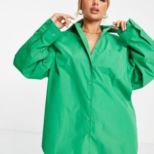 Aria Cove - Oversized skjortekjole i grøn