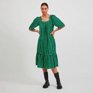 Vila - Vifast check dress - Kjoler til hende - Grøn - 34