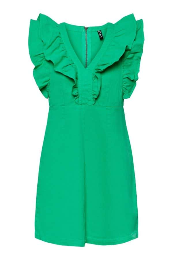 Pieces - Kjole - PC Ama SL Ruffle Dress - Irish Green