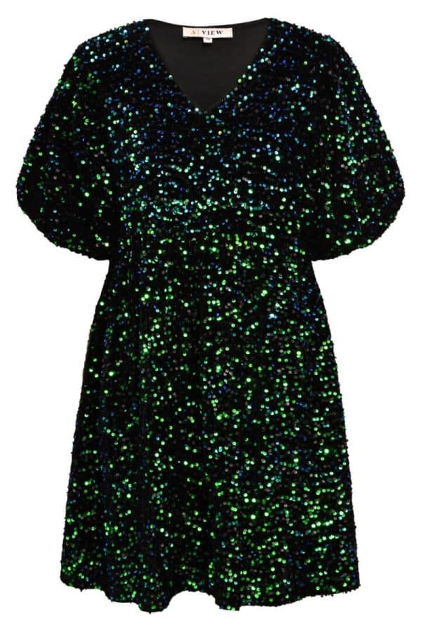 A-View - Kjole - Silla Dress - Blue w. Green