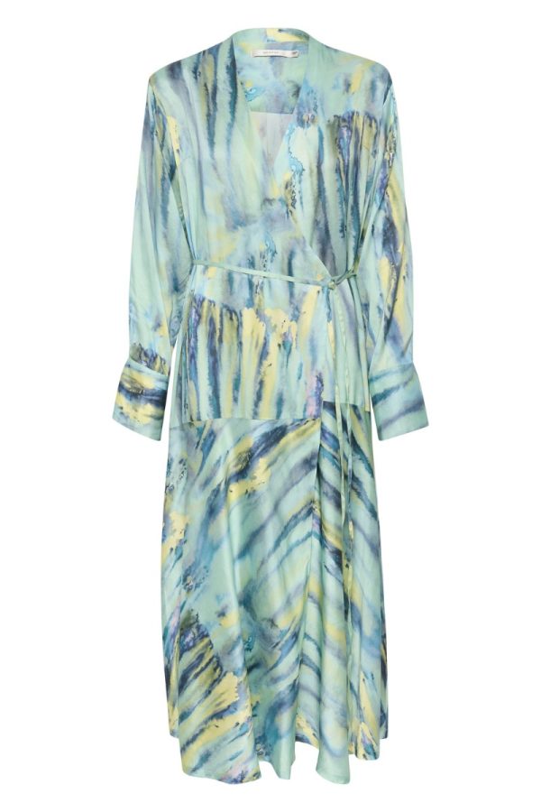 Gestuz - Kjole - WaleryGZ P Wrap Dress - Green Aqua Art