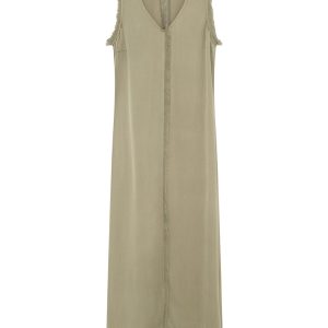 Dasha matte crepe kjole - Sage Khaki