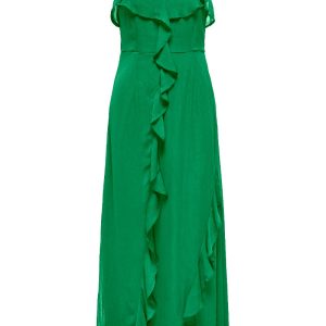JDY - Kjole - Belle S/L Frill Maxi Dress - Medium Green