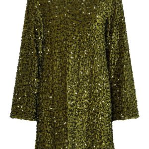 Pieces - Kjole - Kam LS Deep Back Bow Dress - Kalamata sequins (Levering start september)