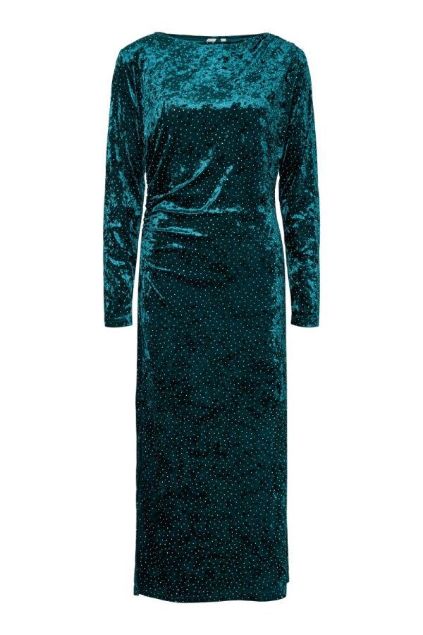 Y.A.S - Kjole - Tillia LS Velvet Long Dress - Ponderosa Pine (Levering midt september)